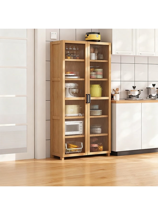 خزانة تخزين مطبخ متعددة الوظائف، 7 طبقات متعددة الاستخدامات، خزانة تخزين مغلقة قابلة للتعديل في الارتفاع، خزانة منزلية مقاومة للغبار مع باب، خزانة، رف تخزين، خزانة ميكروويف، رف تخزين للتتبيل ومستلزمات المطبخ. - Image 1