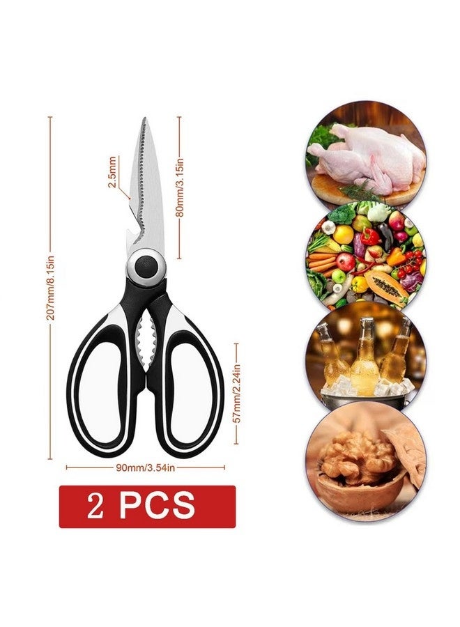 Beauenty 2 Pack Kitchen Scissors, Heavy Duty Dishwasher Safe, All Purpose Utility Shears, Stainless Steel Sharp Food Cooking Tool for Meat, Chicken, Poultry, Fish, Vegetables - Image 4