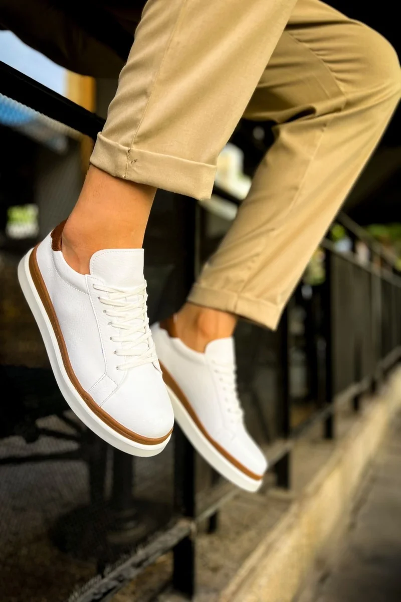 Chekich CH979 Santoni Gbt Sports Men's Shoes White/Tan