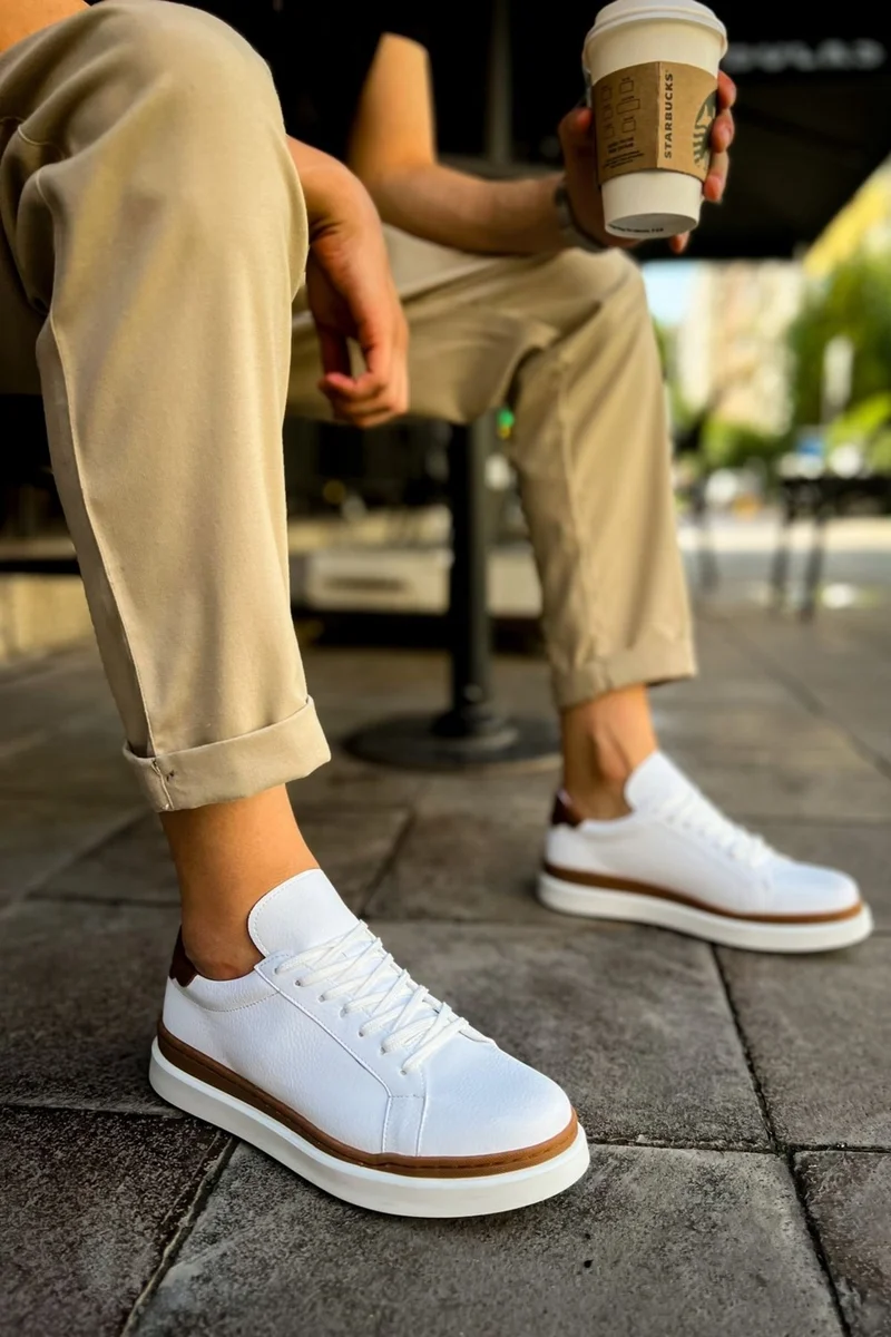 Chekich CH979 Santoni Gbt Sports Men's Shoes White/Tan