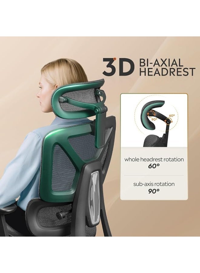 Comfortable office chair with a high mesh back and footrest, adjustable recline, headrest and lumbar support, SGS Class 4 gas lift, BIFMA certified, 181 kg load capacity, black - Image 5