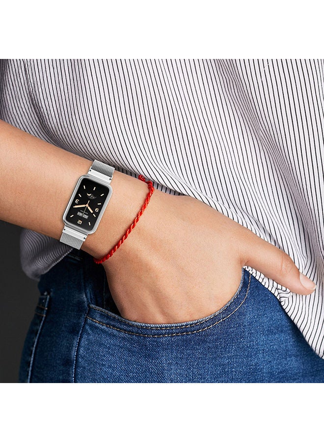 O Ozone Milanese Loop Strap for Mi Band 7 Pro Stainless Steel Replacement Strap Mesh Metal Watch Bands Magnetic Adjustable Smart Wristbands Strap for Xiaomi Mi Band 7 Pro Men Women Sliver - Image 5