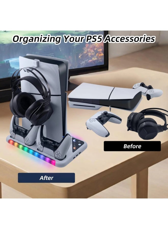 Multifunctional Cooling and Charging Stand 6 in 1 RGP - PS5 + CDs Storage - Image 2