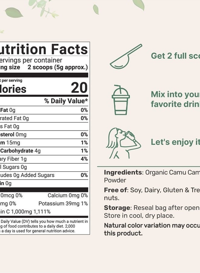 Micro Ingredients Organic Camu Camu Powder, 12 oz | High Natural Vitamin C Level | Fresh Freeze-Dried Berries Source | No GMOs, Vegan Friendly - Image 4