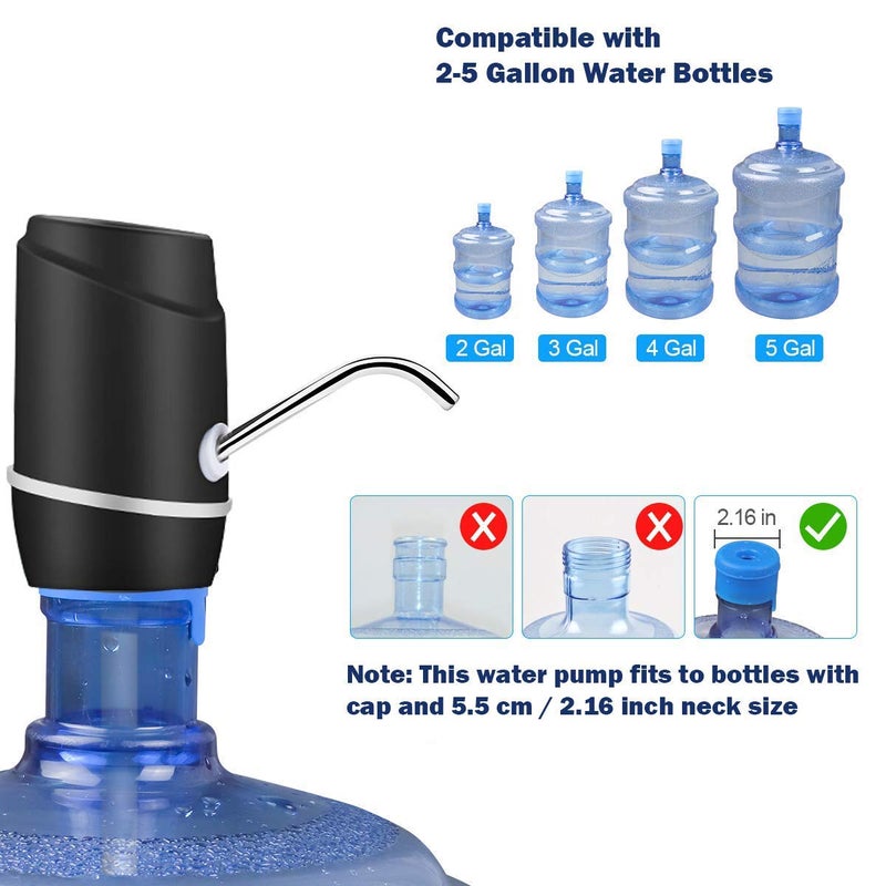 QLECT Magic Automatic Electric Water Dispenser Pump for 20 Litre Bottle Portable Water Pump Dispenser for Home, Office, and Outdoors | 1200 mAh C-Type Fast Charging Battery - Image 2