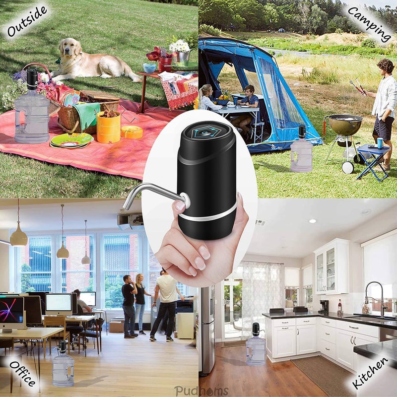 QLECT Magic Automatic Electric Water Dispenser Pump for 20 Litre Bottle Portable Water Pump Dispenser for Home, Office, and Outdoors | 1200 mAh C-Type Fast Charging Battery - Image 3