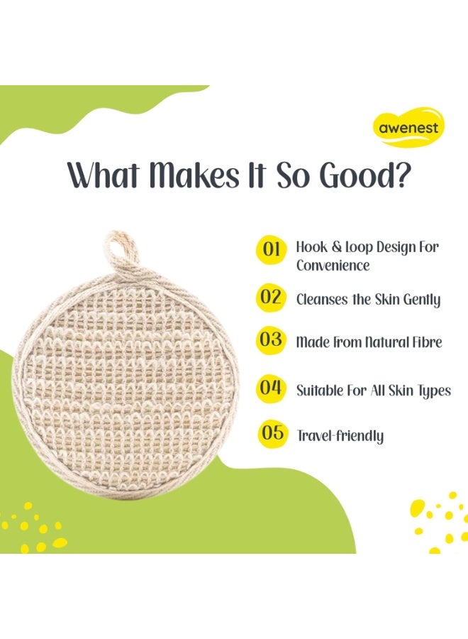 awenest Ramie Bath Loofah Combo | 2 Oval Natural Fiber Exfoliating Sponges | Reusable Body Scrubber for Deep Cleansing | Removes Dead Skin & Ingrown Hair | Gentle for Men & Women | Pack of 2 - Image 4