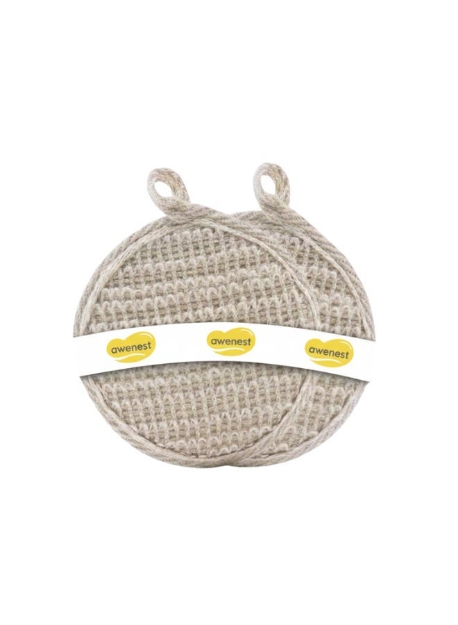 awenest Ramie Bath Loofah Combo | 2 Oval Natural Fiber Exfoliating Sponges | Reusable Body Scrubber for Deep Cleansing | Removes Dead Skin & Ingrown Hair | Gentle for Men & Women | Pack of 2 - Image 1