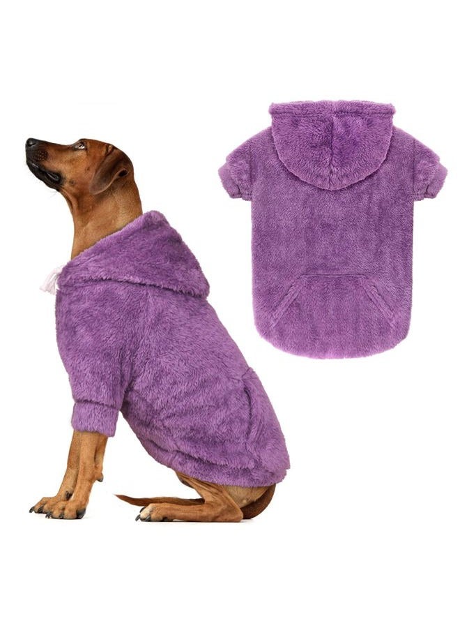 Waoduld 4XL Dog Sweaters for Large Dogs,Dog Hoodie,Warm Fuzzy Fleece Sweatshirt with Hood & Pocket,Leash Hole,Cozy Cold Weather Pet Clothes Sweater Hoodie for Large Dogs(Purple,4XL) - Image 1