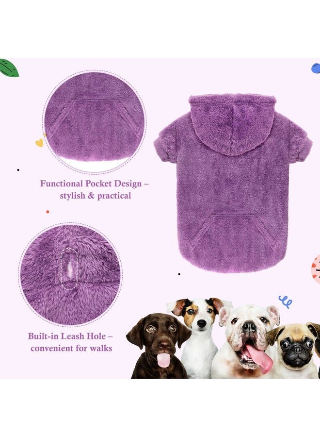 Waoduld 4XL Dog Sweaters for Large Dogs,Dog Hoodie,Warm Fuzzy Fleece Sweatshirt with Hood & Pocket,Leash Hole,Cozy Cold Weather Pet Clothes Sweater Hoodie for Large Dogs(Purple,4XL) - Image 4
