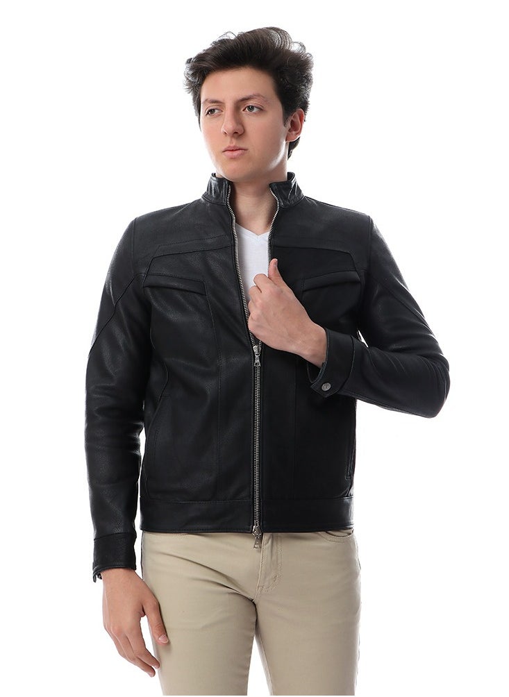 Generic Leather Jacket Mens (C44) Real Lambskin Leather Distressed Motorcycle Jacket  - Image 4
