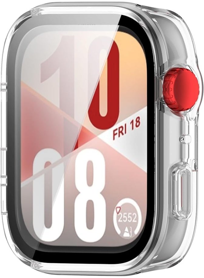 حافظة متوافقة مع ساعة هواوي واتش فيت 4، مصنوعة من البولي كربونات والغشاء المقوى، حافظة واقية شاملة مضادة للخدش متوافقة مع ساعة هواوي واتش فيت 4، شفافة - Image 4