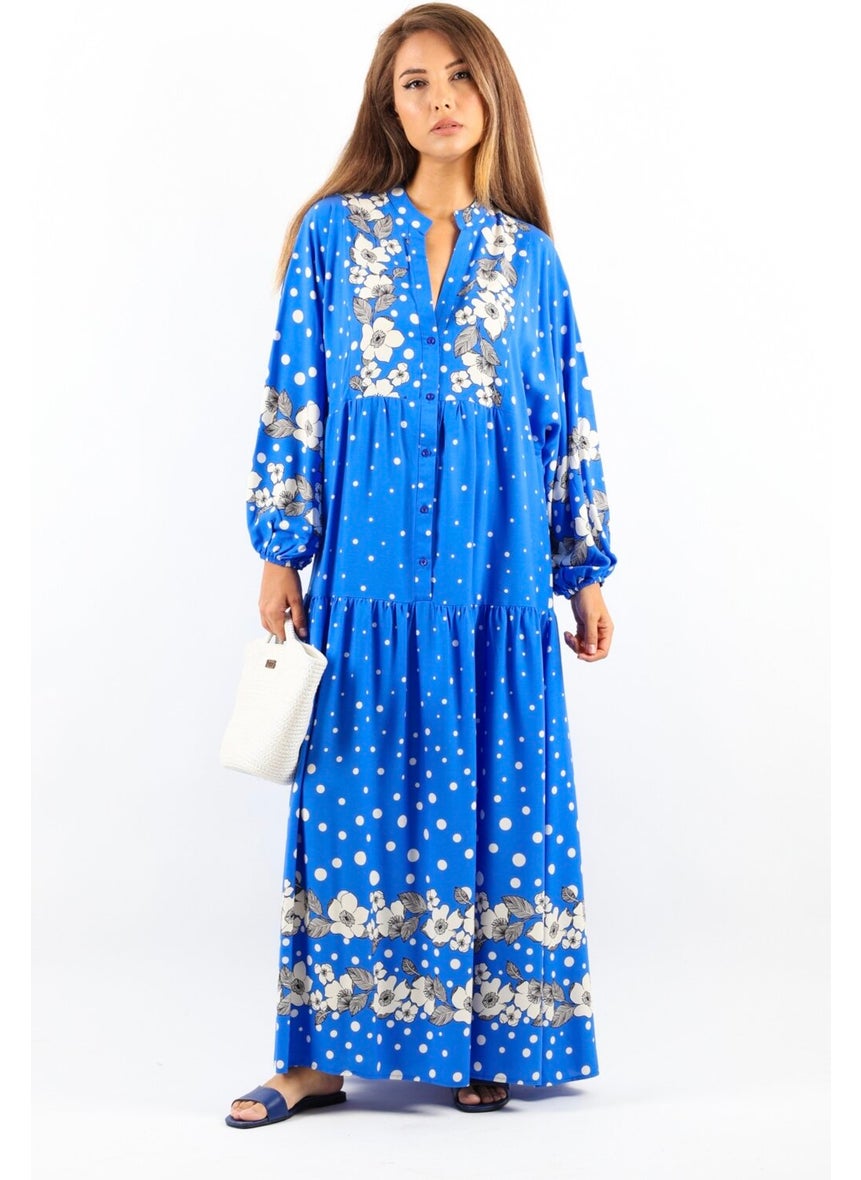 Ritnice - Women Prive Dreamy Viscose Blue Maxi Long Summer Dress - Image 1