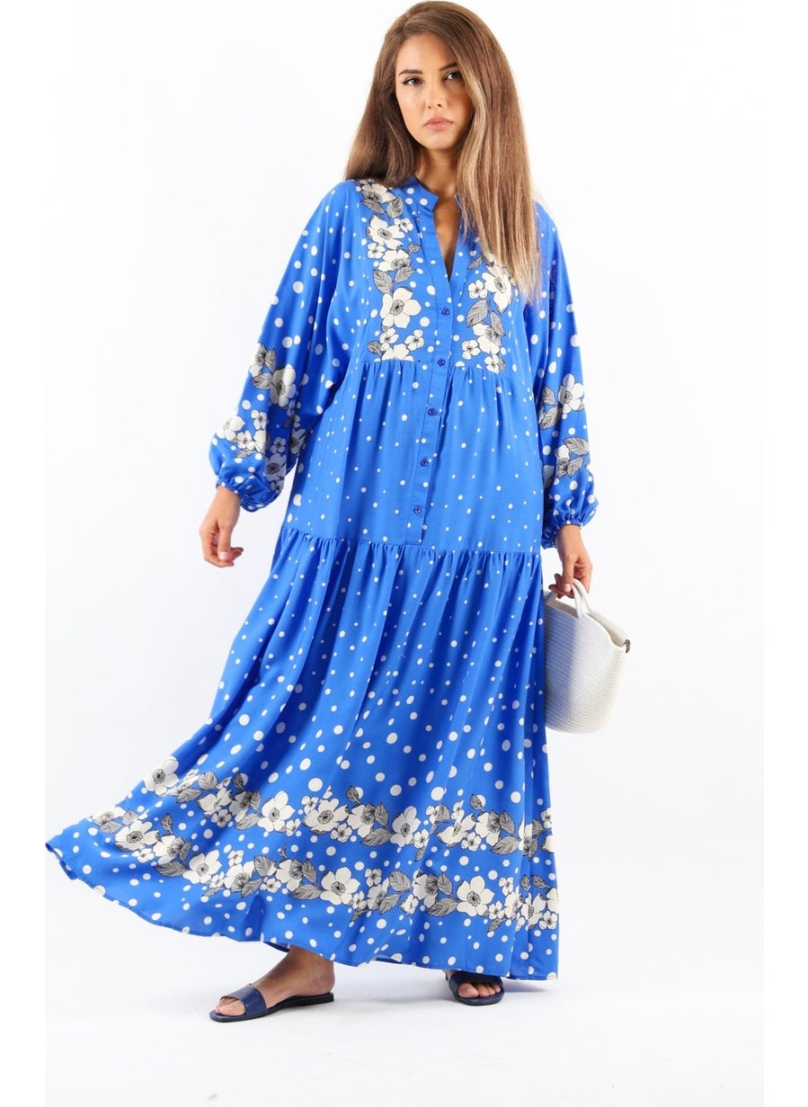 Ritnice - Women Prive Dreamy Viscose Blue Maxi Long Summer Dress - Image 1