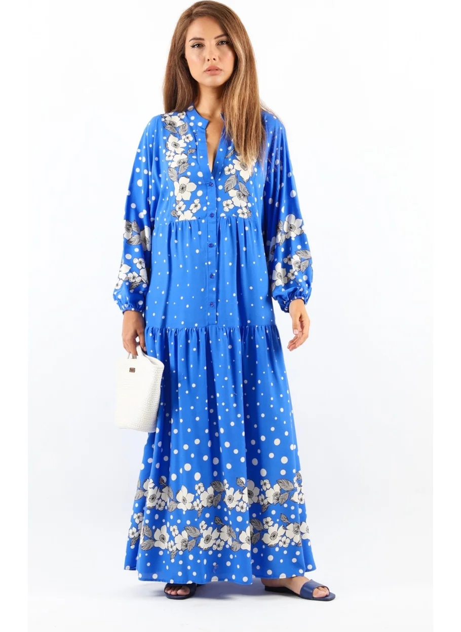 Ritnice Women Prive Dreamy Viscose Blue Maxi Long Summer Dress