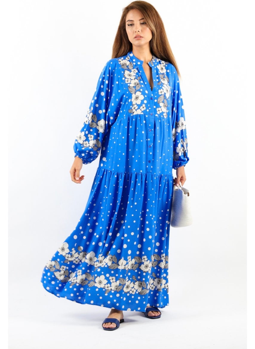 Ritnice - Women Prive Dreamy Viscose Blue Maxi Long Summer Dress - Image 1