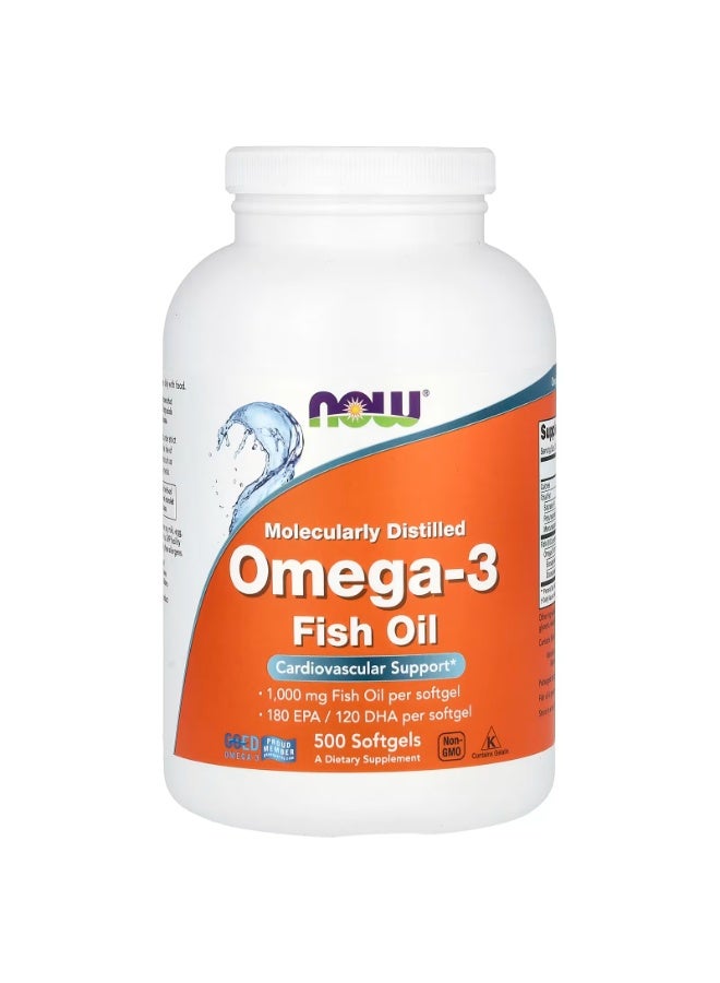 now Omega-3 Fish Oil, 1,000 mg, 500 Softgels - Image 1