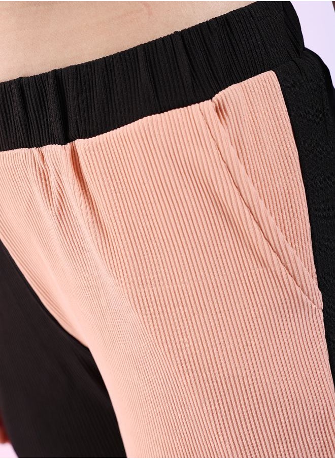 Freehand Women Regular Fit Colourblocked Mid-Rise Corduroy Colorblocked Cargo Pocket Trousers  - Image 5