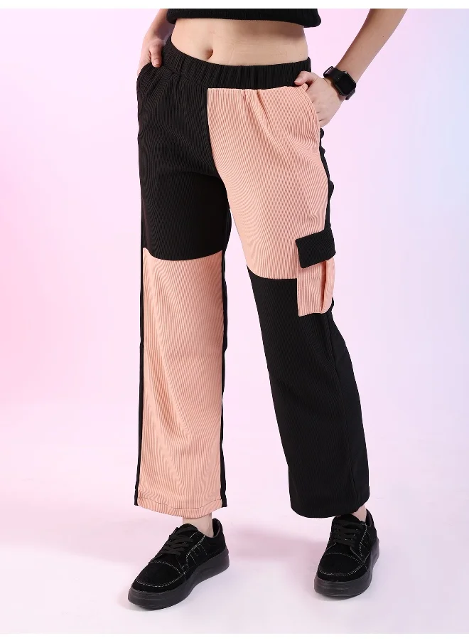 Freehand Multicolor Women Regular Casual Color Block Regular Corduroy Colorblock Cargo Pocket Pants