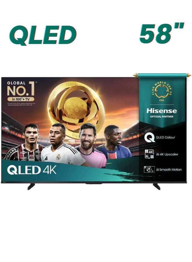 Hisense 58-Inch QLED 4K Smart TV: Transform Your Living Room into a Cinematic Space | Vibrant Quantum Dot Color, Dolby Vision & Atmos, HDR10+, Game Mode, VIDAA Smart OS (58Q6Q) 58Q6Q Black