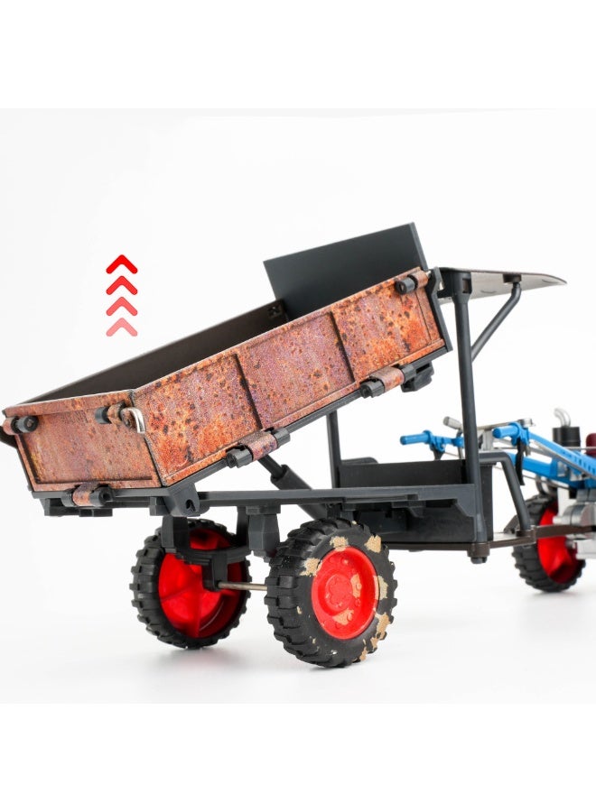 HALAMODO 1:24 Alloy Vintage Walking Tractor Model , Simulated Weathered Cabin Tractor Alloy Car Model , Pull-Back Alloy Car Model Toy With Sound And Light, Rotatable Front Design,   Vintage Tractor Toy Ornament , Ideal Birthday Party Gift For Boys And Girls, For Collection And Display, 26*7*10.5 cm - Image 3