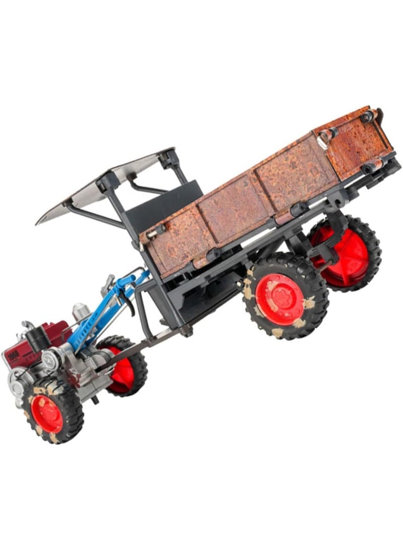 HALAMODO 1:24 Alloy Vintage Walking Tractor Model , Simulated Weathered Cabin Tractor Alloy Car Model , Pull-Back Alloy Car Model Toy With Sound And Light, Rotatable Front Design,   Vintage Tractor Toy Ornament , Ideal Birthday Party Gift For Boys And Girls, For Collection And Display, 26*7*10.5 cm - Image 5