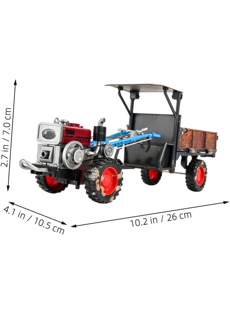 HALAMODO 1:24 Alloy Vintage Walking Tractor Model , Simulated Weathered Cabin Tractor Alloy Car Model , Pull-Back Alloy Car Model Toy With Sound And Light, Rotatable Front Design,   Vintage Tractor Toy Ornament , Ideal Birthday Party Gift For Boys And Girls, For Collection And Display, 26*7*10.5 cm - Image 4