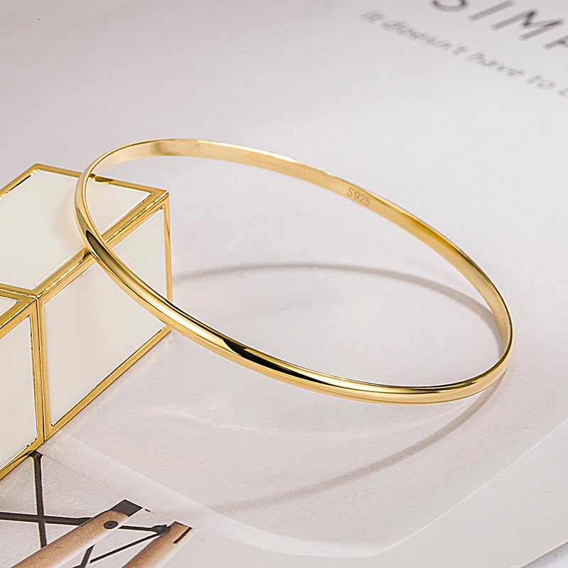 Dankadi Minimalist Original 925 Sterling Silver Banglest Women DIY Stackable 1/2/3 ..Countless Set Bracelet 2MM Thick Diameter 60 mm -65 mm -68 mm Jewelry Gift Wife Her (Gold Color 1 Piece C Style, Diameter 60 MM) - Image 3