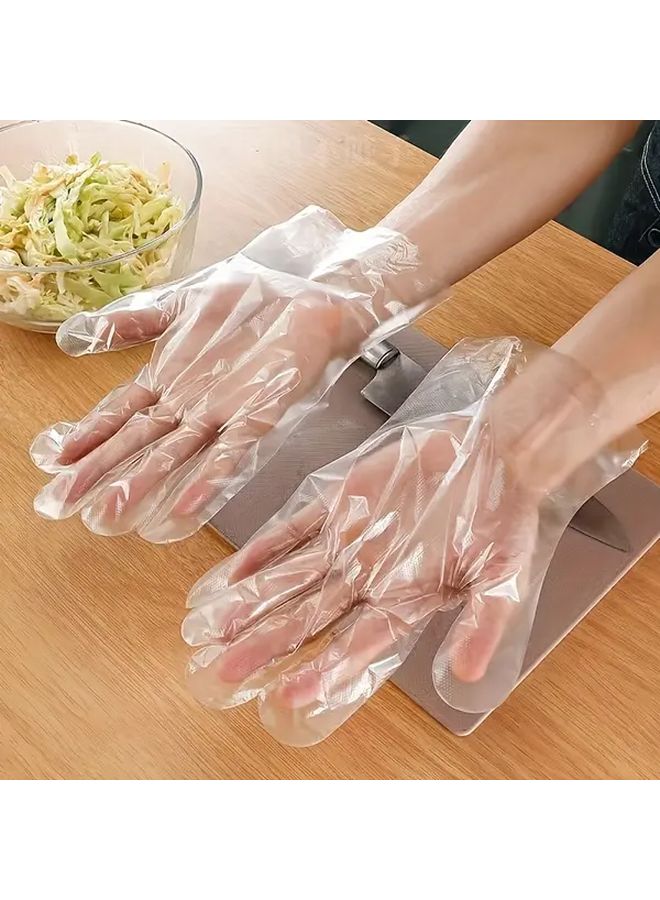 100 Food Grade Transparent PE Disposable Gloves Kitchen Hygienic Multiuse - Image 1