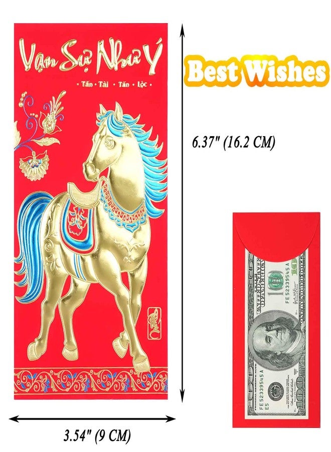 ETHOON Vietnamese Red Envelopes Chinese Asia Lunar New Year Decorations Lucky Money Envelope Pocket Year of the Horse 2026 Li Xi for Cash 30 Pcs Red - Image 3