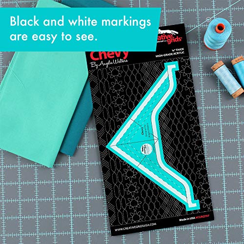 Creative Grids Machine Quilting Tool Chevy – CGRQTA7 – Made in USA, Non-Slip Grip Acrylic Quilting & Sewing Template Ruler for Free-Motion Quilt Patchwork Design on Domestic Sewing & Longarm Machines - Image 2