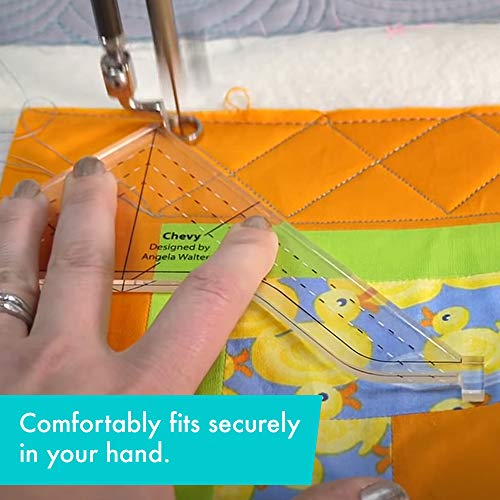 Creative Grids Machine Quilting Tool Chevy – CGRQTA7 – Made in USA, Non-Slip Grip Acrylic Quilting & Sewing Template Ruler for Free-Motion Quilt Patchwork Design on Domestic Sewing & Longarm Machines - Image 3