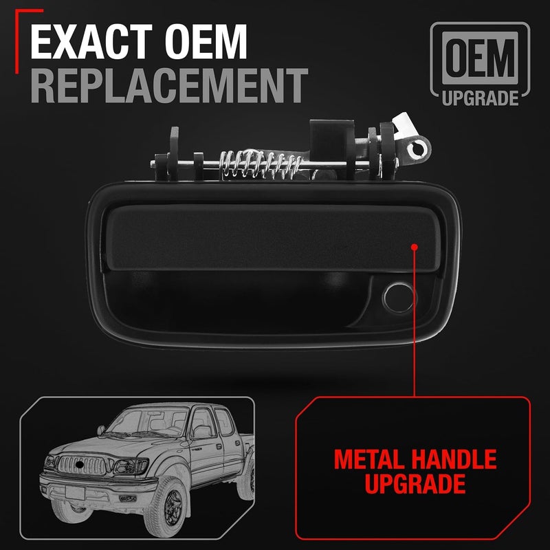 T1A Exterior Front Driver Door Handle Replacement, Upgraded Metal - Compatible with 1995-2004 Toyota Tacoma - Textured Black - OEM 69220-35020, 79344, 91319, TO1310117 - Image 2