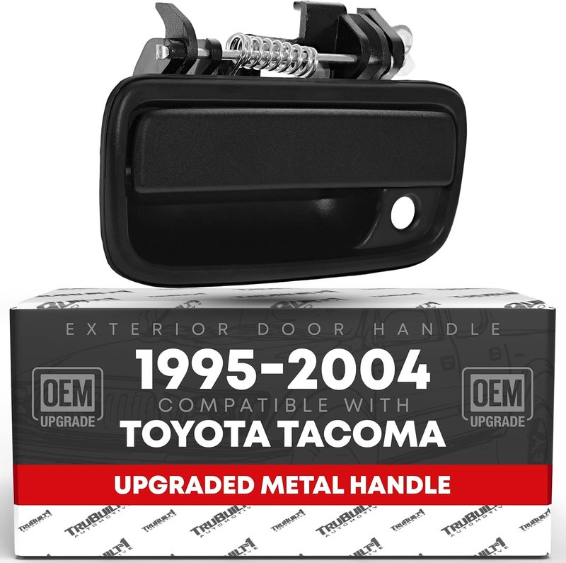 T1A Exterior Front Driver Door Handle Replacement, Upgraded Metal - Compatible with 1995-2004 Toyota Tacoma - Textured Black - OEM 69220-35020, 79344, 91319, TO1310117 - Image 1