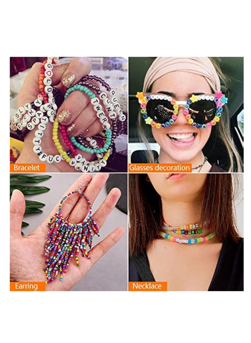 SOLARAE Bracelets DIY Beads, Beads for Jewelry Bracelet Making Kit, Bead Craft Kit, Glass Seed Letter Art Craft, Small Beads Friendship Bracelet Kit, DIY Art Craft Girls Gifts - Image 5