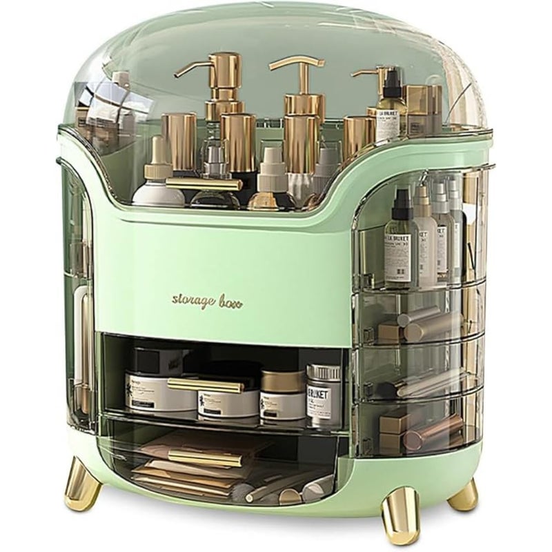 Eslora Multi-Function Makeup Box Dustproof Cosmetic Storage Box,Cosmetics Products Jewelry Organizer Case Finishing Box Bedroom Bathroom Desktop,Portable Organizers(Green,Plastic) - Image 1