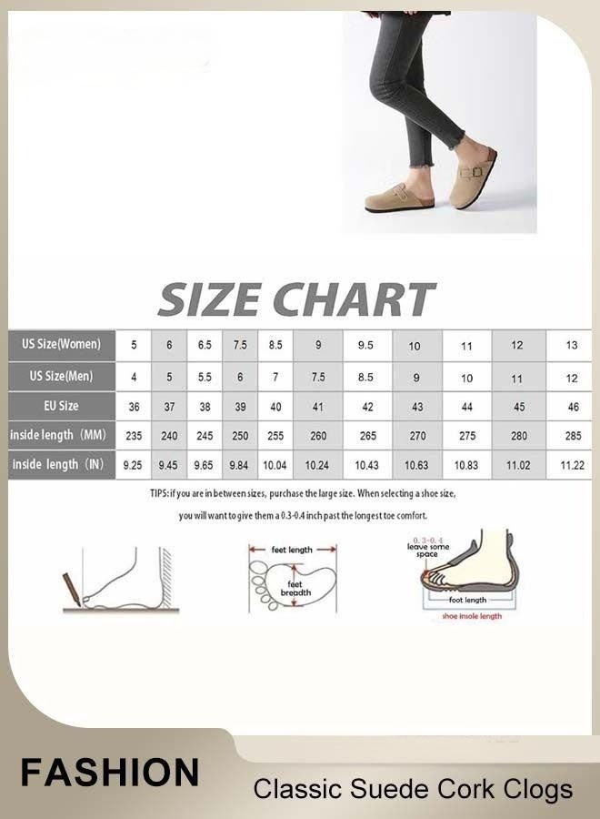 Unisex Suede Leather Clogs with Arch Support & Adjustable Buckle, Premium Suede Slip-On Mules, Non-Slip Closed-Toe Clog Sandals for Indoor & Outdoor Comfort - Image 4