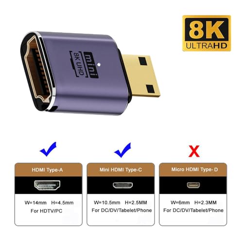 xiwai 8K Mini HDMI Male to HDMI 2.1 Female UHD Extension Gold Converter Adapter Support 8K 60hz HDTV - Image 3