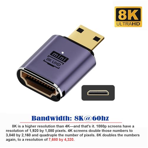 xiwai 8K Mini HDMI Male to HDMI 2.1 Female UHD Extension Gold Converter Adapter Support 8K 60hz HDTV - Image 2