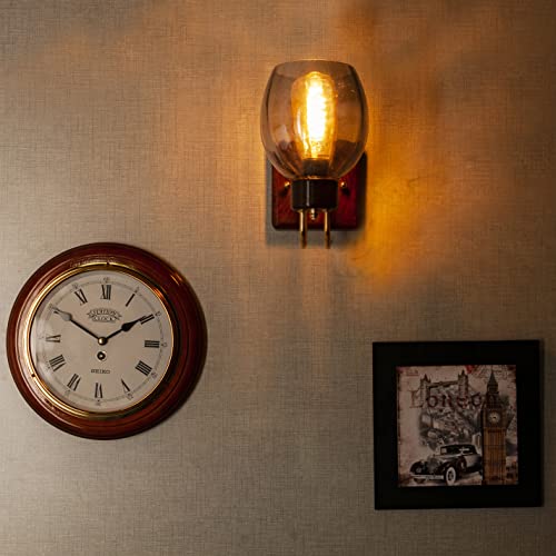 Green House Handmade Sheesham Wood Wall Light/Lamp with Gold Plated Metal Bands, Brass Rivets, Black Smoke Glass, E27 Bulb Base(Bulb not Included) for Home/Bedroom/Living Room/Hallway - Image 5