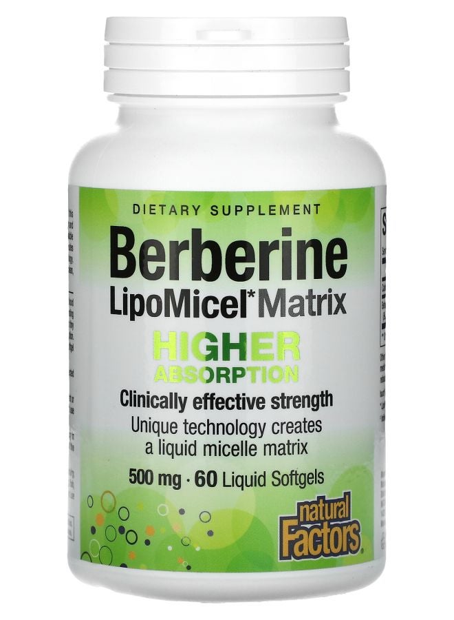 natural Factors Berberine Lipomicel Matrix 500 Mg 60 Liquid Softgels