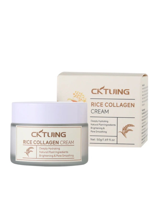 CKTUING Rice & Collagen Cream – Skin Brightening, Anti-Aging & Hydrating Face Moisturizer with Rice Extract, Collagen & Niacinamide – For Glowing, Even-Toned Skin – 1.7oz/50g - Image 1
