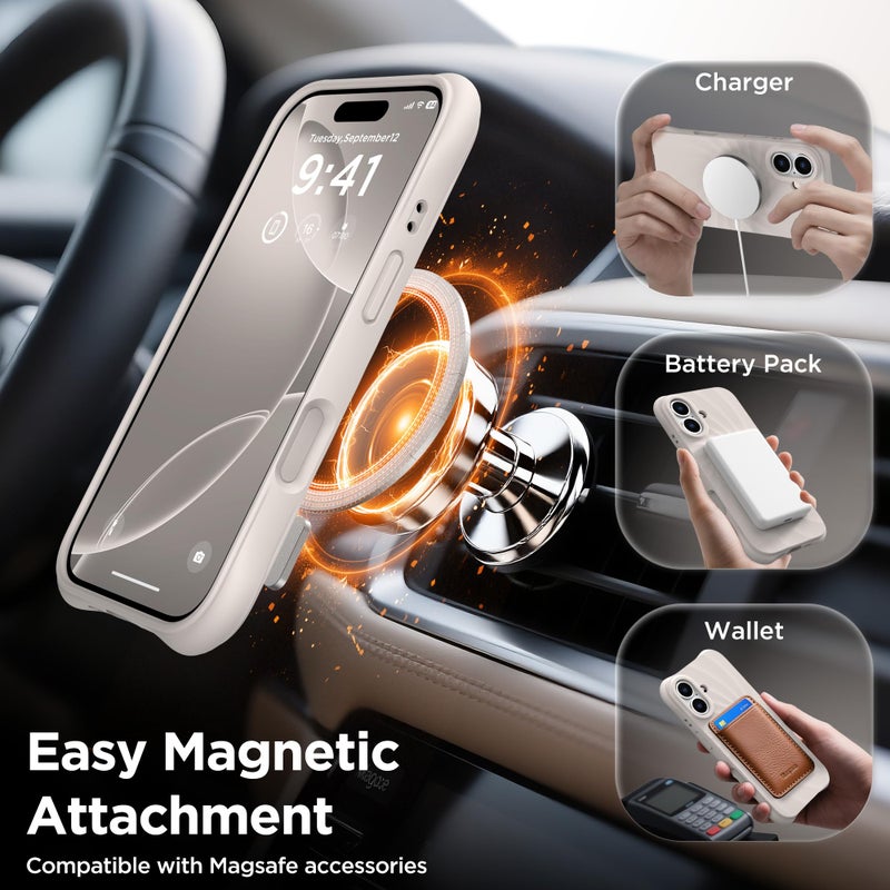 COFFKER Magnetic for iPhone 17 Case 6.3", Compatible with MagSafe, Screen Protector +[Integrated Silicone Camera Control Button], Shockproof Protective Case for iPhone 17 for Women, Stone - Image 4