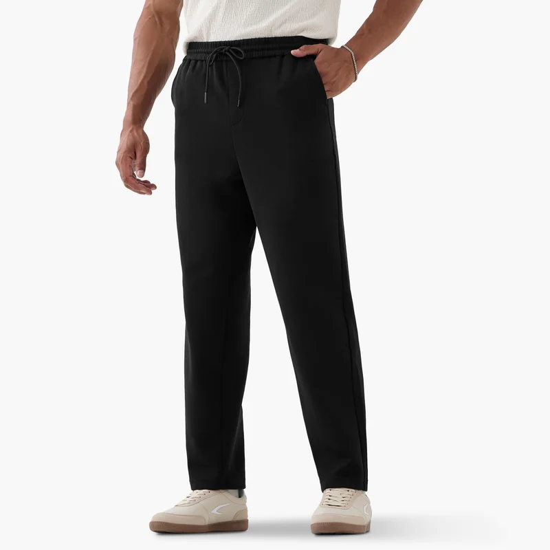 ايكونيك Iconic Regular Fit Pants with Drawstring Closure and Pockets