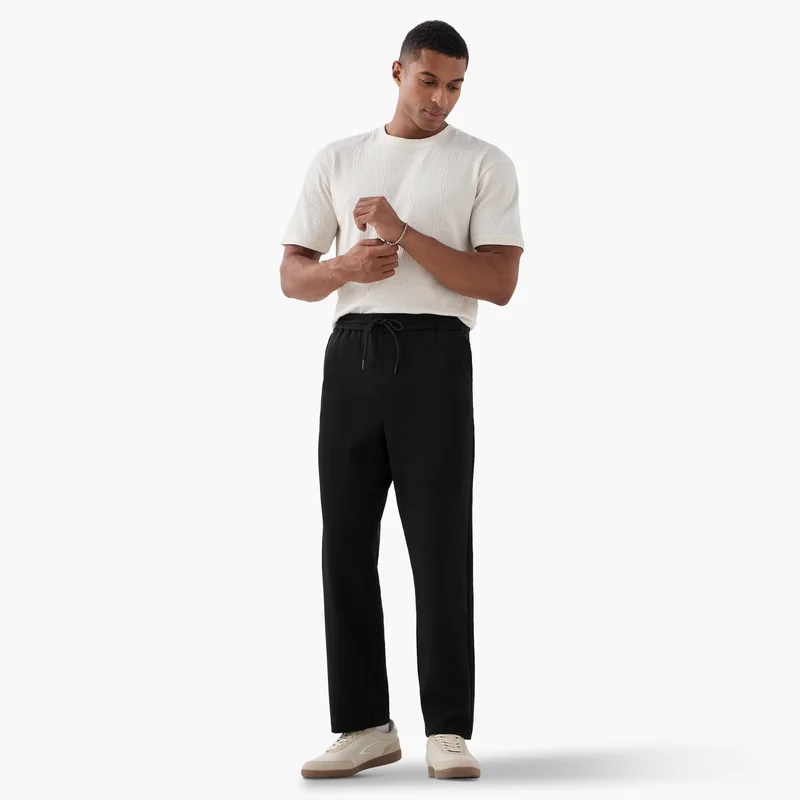 ايكونيك Iconic Regular Fit Pants with Drawstring Closure and Pockets