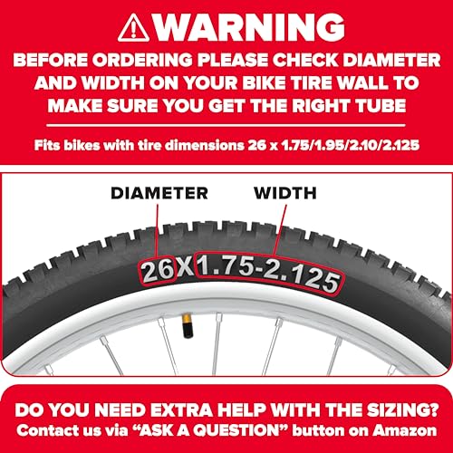 Ultraverse 26" Bike Inner Tubes 26 x 1.75, 1.95, 2.10, 2.125 – Butyl Rubber Bicycle Tubes with Schrader Valve – Compatible with Mountain, Cruiser, City & Kids Bikes – Set of 2 - Image 2