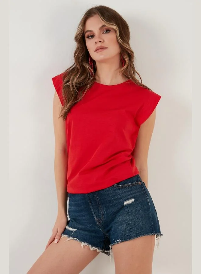 Lela Lela Cotton Crew Neck Sleeveless T Shirt Women's T SHIRT 5864019