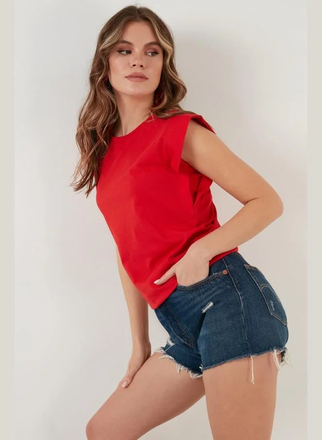 Lela Lela Cotton Crew Neck Sleeveless T Shirt Women's T SHIRT 5864019