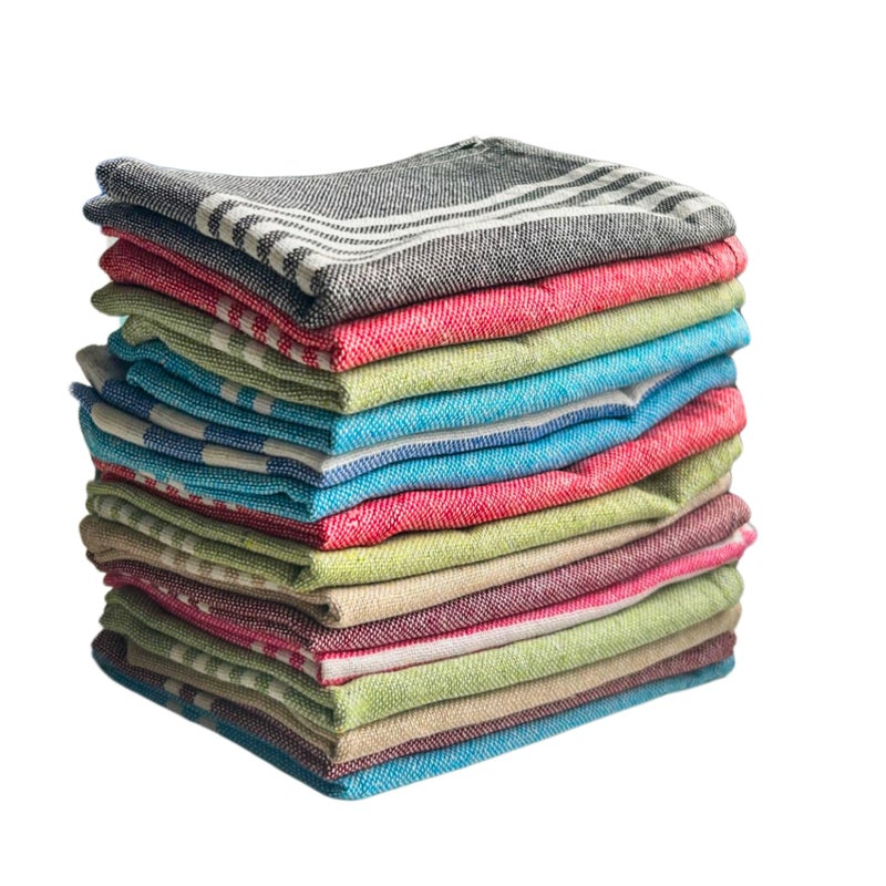 Värde ® 15 Pcs Dishcloths | 12x16 Inches | Bulk Cotton Kitchen Cleaning Dish Cloths | Scrubbing Wash Cloth Sets | Multipurpose Cloth | 100% Cotton. (Multicolor, Set of 15) - Image 1