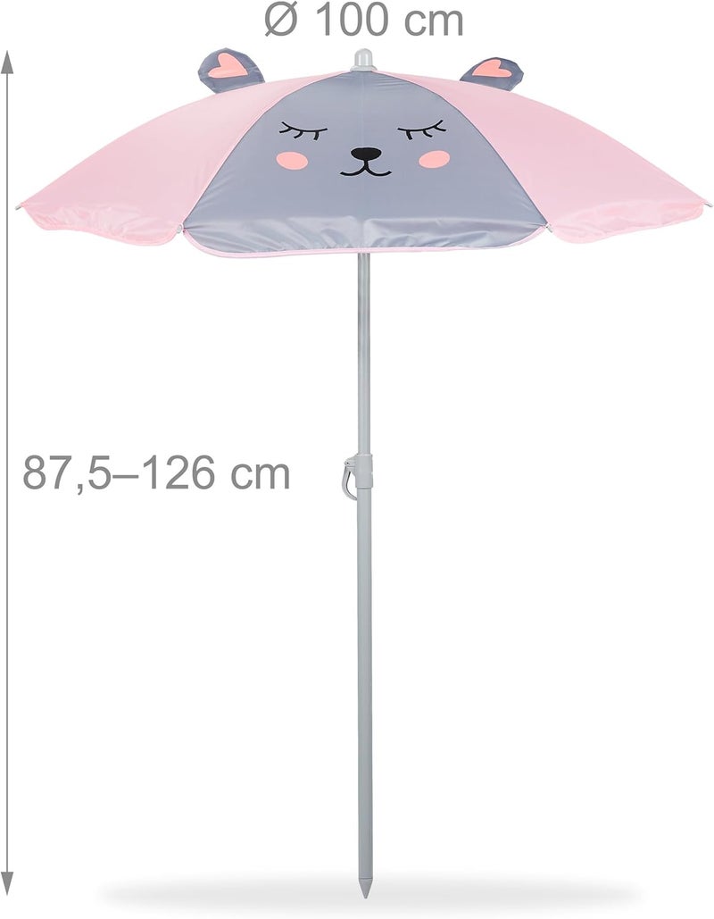 Relaxdays Children’s Camping Furniture Set with Parasol, Folding Chairs & Table, Kids’ Garden Ensemble, Mouse, Grey - Image 5